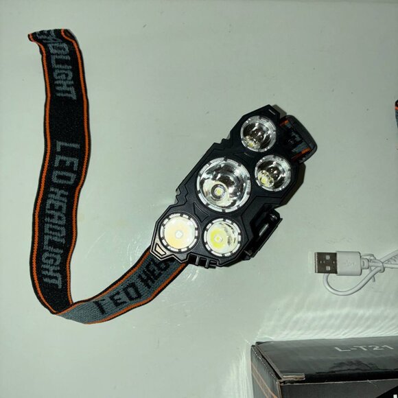 4-Pack 5LED Headlamp Rechargeable with Built in 18650 Headlight Camping USB C - Picture 3 of 11